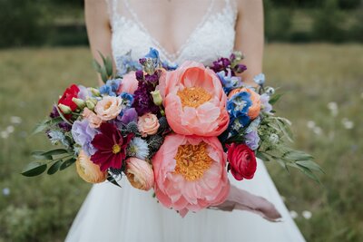 Intimate mountaintop wedding in canmore with florals by Flowers By Janie, artful Calgary, Alberta wedding florist, featured on the Brontë Bride Blog.
