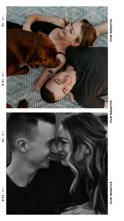 A film strip of a couple in their backyard