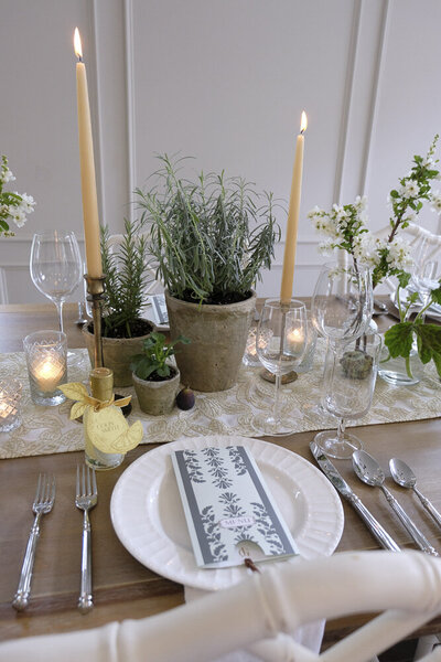 Potted plant tablescape