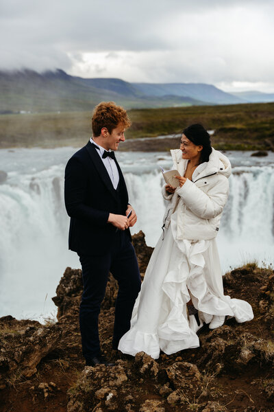 Godafoss Elopement Iceland vow reading