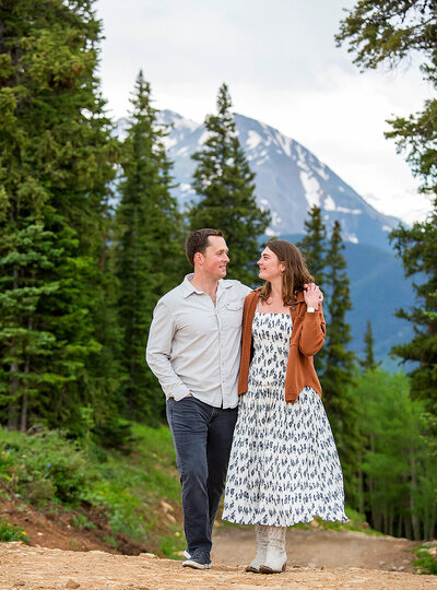 Couple portrait in Aspen after the proposal
