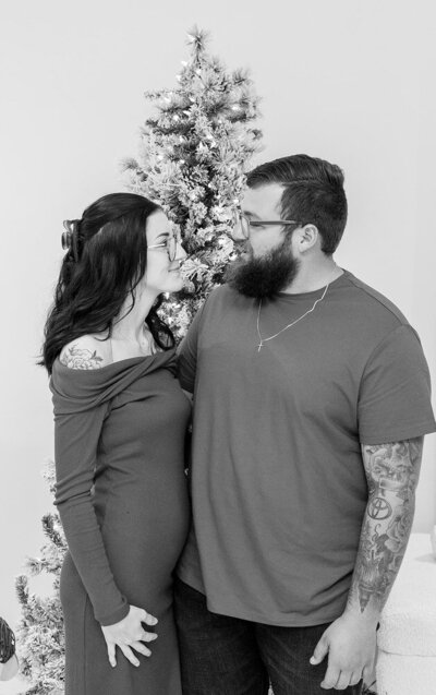 Christmas black and white studio image family photoshoot holidays