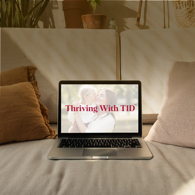 Thriving With T1D™ self-paced video coaching course for T1D moms from Type Won Coaching™, focused on mindset, food, lifestyle, and teamwork to build clarity, calm, and confidence.