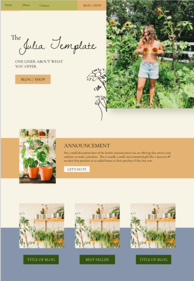 website template for plant shops and blogs