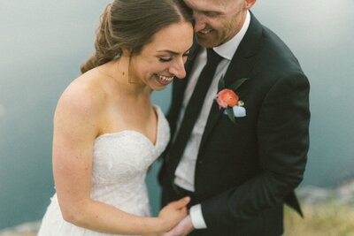 bride and groom hold each other close during their Newfoundland Elopment