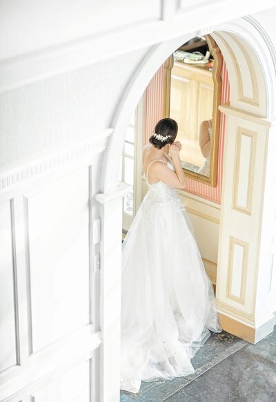 Bride and french doors