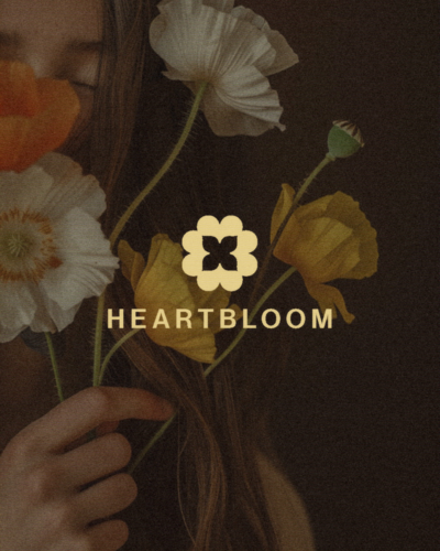 feminine bold logo using hearts to form flower, perfect for florist