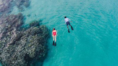 two people snorkeling