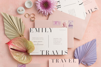 Luxury wedding  image of wedding stationery photographed by a Texas film wedding photographer and edited by private photo editors Cultivated Edits