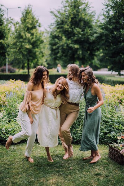 A group of cheerful women, sharing laughter and positive vibes