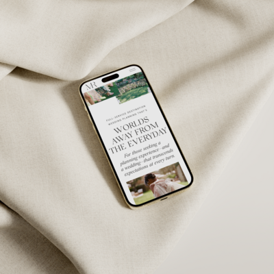 Iphone mockup displaying a Showit webpage.