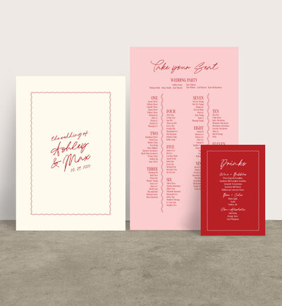 Big Love menu in white waves, with peach, double-sided