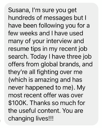 Client testimonial highlighting the expertise and support provided by top career strategists in achieving professional success.