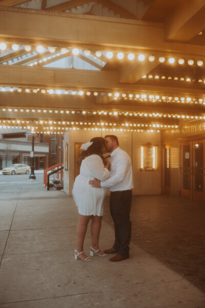 Theatre City Elopement Winter Warm and cozy