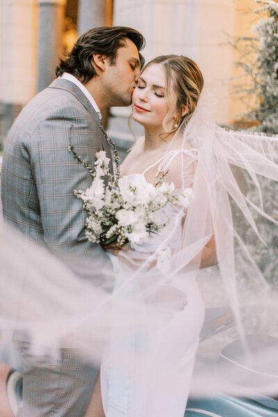 A chic European-inspired elopement with hair and makeup by Bellamore Beauty, feminine Calgary hair and makeup artist, featured on the Brontë Bride Blog.