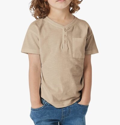 Kids Boys Henley Shirts Short Sleeve