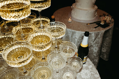 Close up of champagne tower