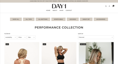 day1fit.com website performance collection page
