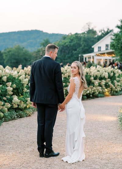 Bride and groom posing