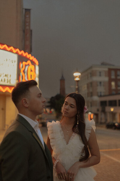 bride and groom portraits in the city