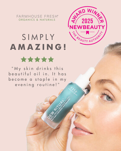 woman with glowing skin from using farmhouse fresh prodducts