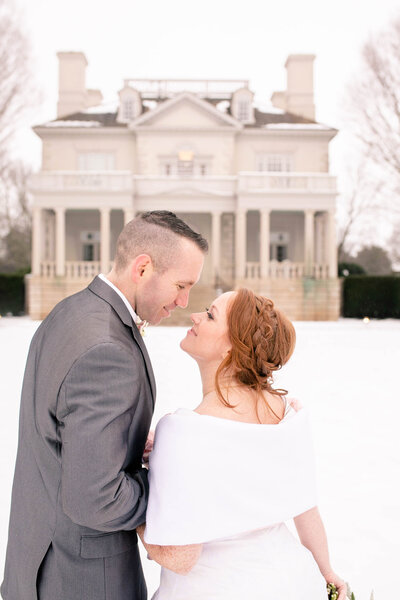 A snowy day at Great Marsh Estate for a wedding with  Northern Virginia Wedding Photographer