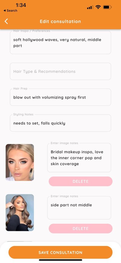 What should be included in a bridal makeup contract?