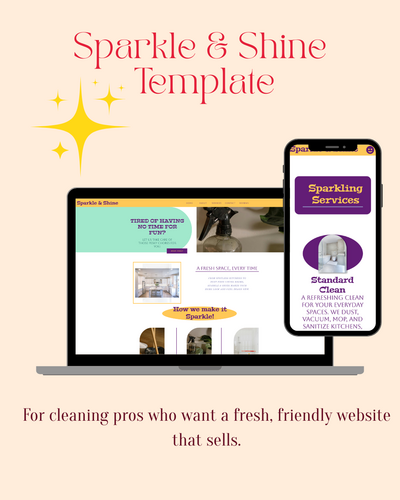 Sparkle and Shine Cleaning Co. Showit website template with maroon and pink brand colors designed by Kendra Co