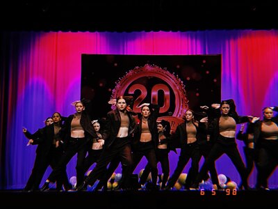 competitive hip hop dancers on stage performing