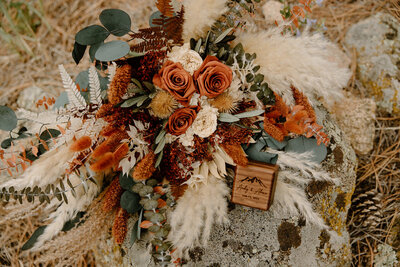 bridal bouquet laying on the ground