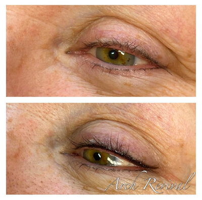 Before & after permanent eyeliner - Arch Revival Fort Frances