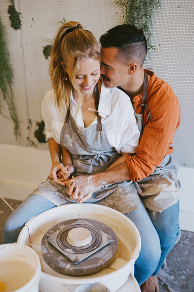 a unique engagement session at an art gallery