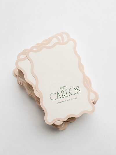 Pastel green theme for audio guest bok place mat signage by State of Elliott