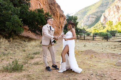 Utah elopement photographer capturing a couple at Red Ledges. 