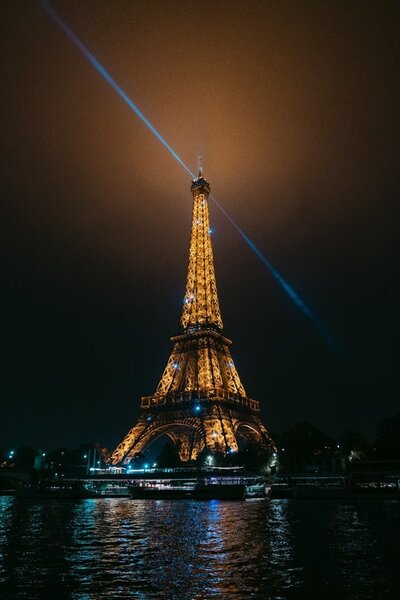 Eifel Tower in Paris at night with majical lights 