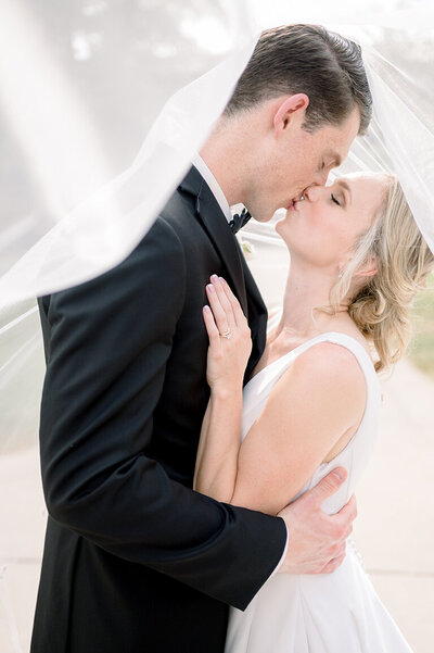 Light and Airy black tie wedding image with bride and groom in South bend, Indiana