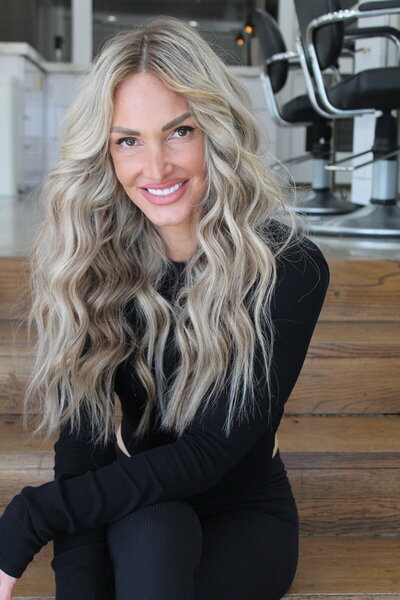 Seamless blonde hair extensions