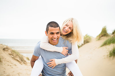 couple having fun pre wedding photos