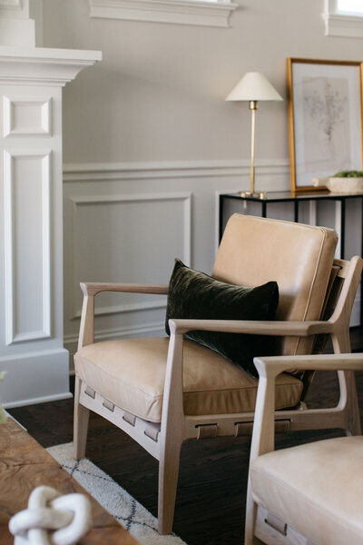 Light and airy paint and furniture in living room design by Kira David Design