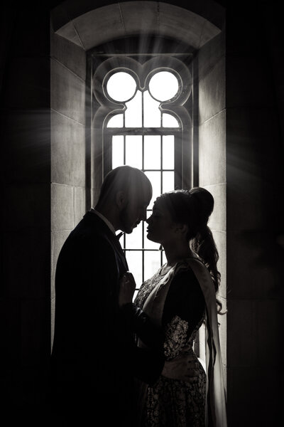 Toronto bride and groom black and white photo