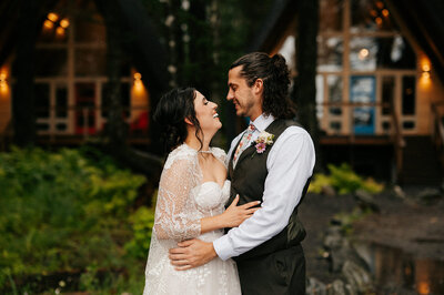 bride and groom first look at wedding