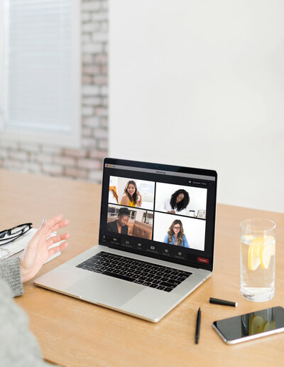 Group of women on a zoom call on a lap top