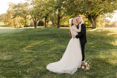 Bride and groom at Indiana War Memorial