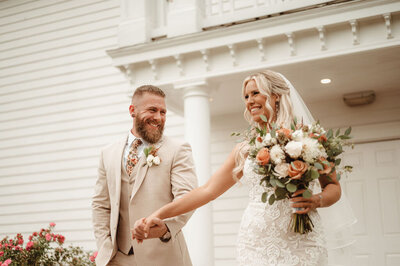Bride and groom being announced at their wedding celebration in Doylestown, Pennsylvania