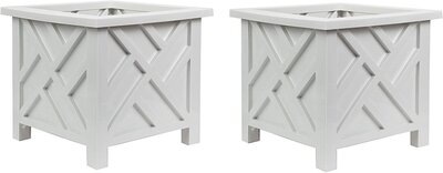 White Chippendale Planters