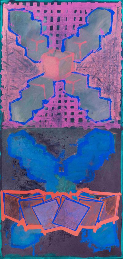Double Crossover-Crowd, 1992-93 Oil on canvas 244 x 117 cm_11zon