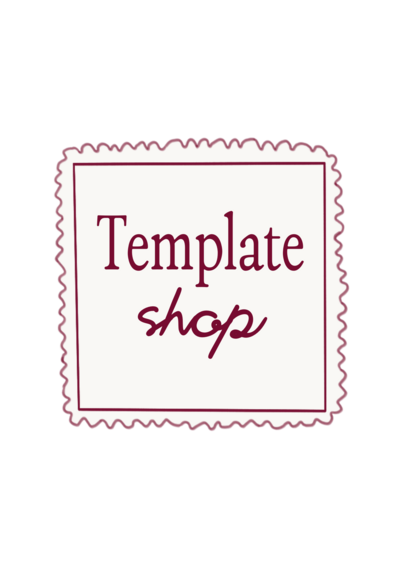 postimerkki-ikoni-missä lukee "template shop"