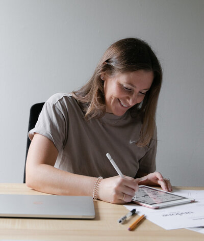 Christie Evenson, a Showit website designer, refining a site design in her Website Finisher session.