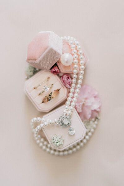 timeless and classic wedding details of rings and jewelry at a Washington d.c. wedding