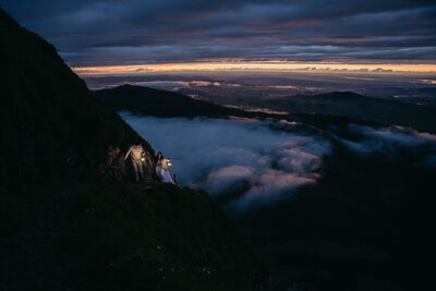 Sunset hike mountain elopement